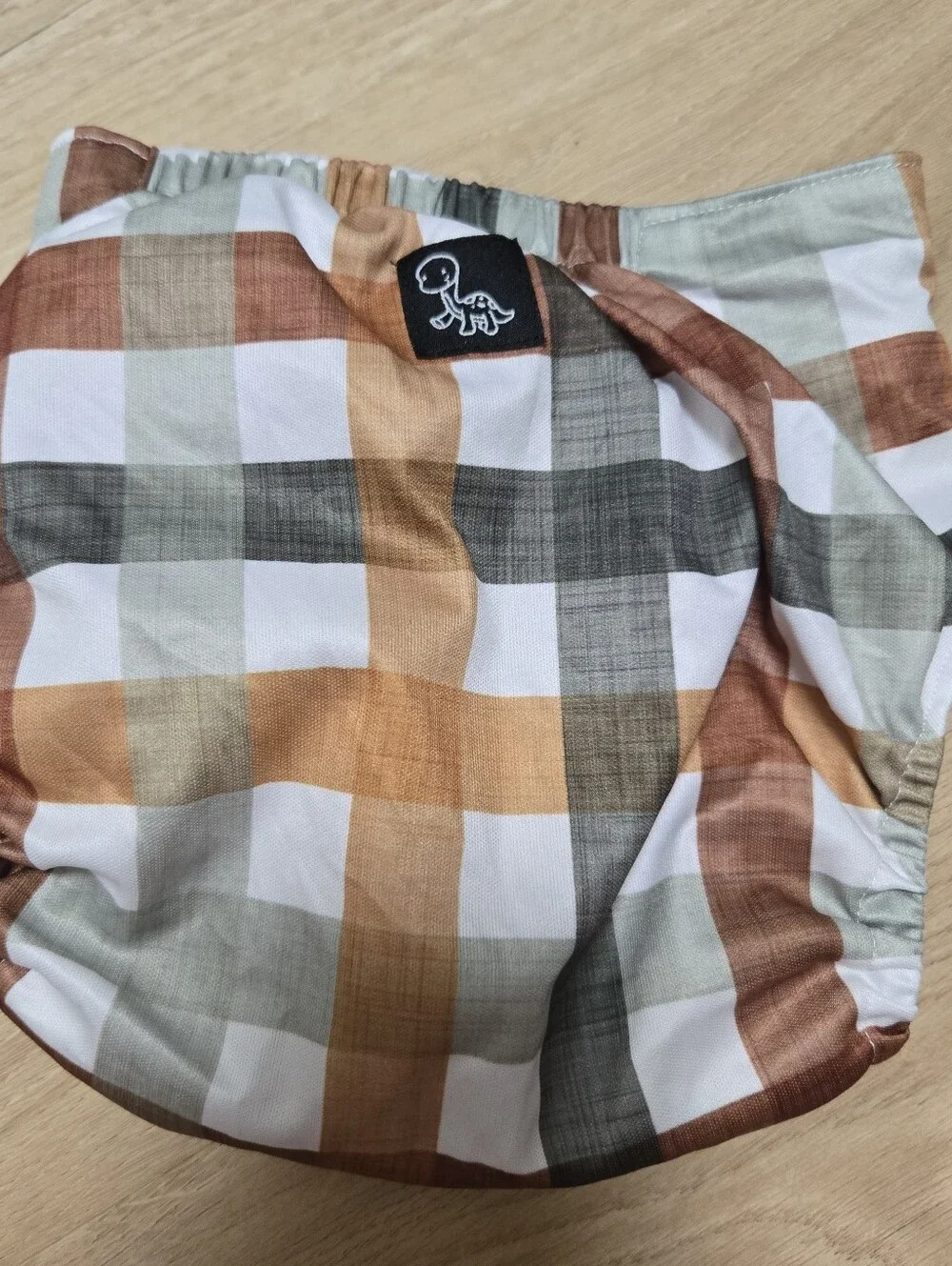 Dino diapers one size pocket cloth diaper gingham print